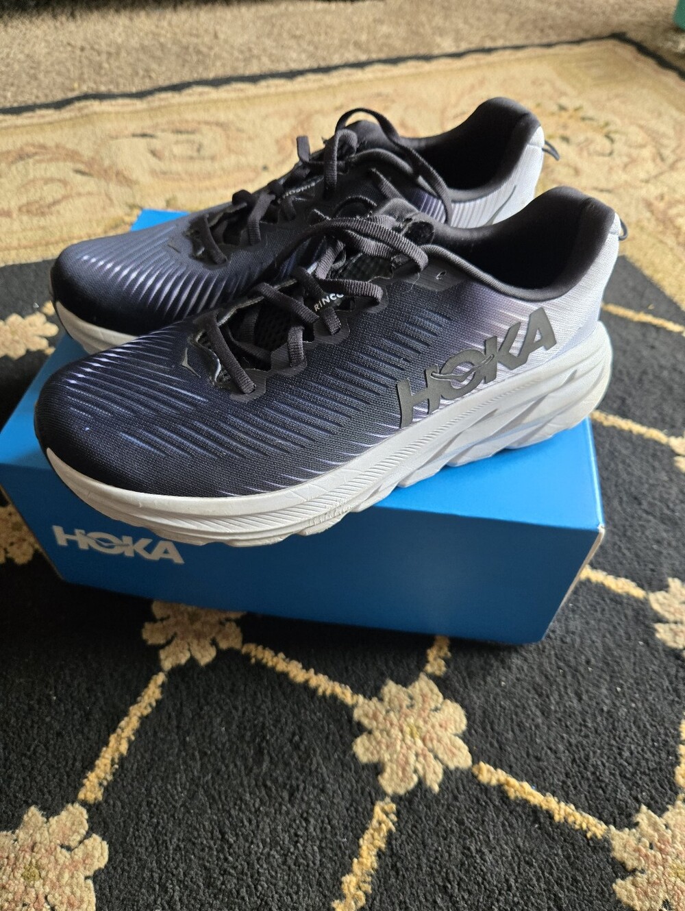 Hoka Womens Navy Blue and White Gradient Athletic Running Shoes